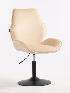 HR350N Krémszínű modern velúr szék fekete lábbal