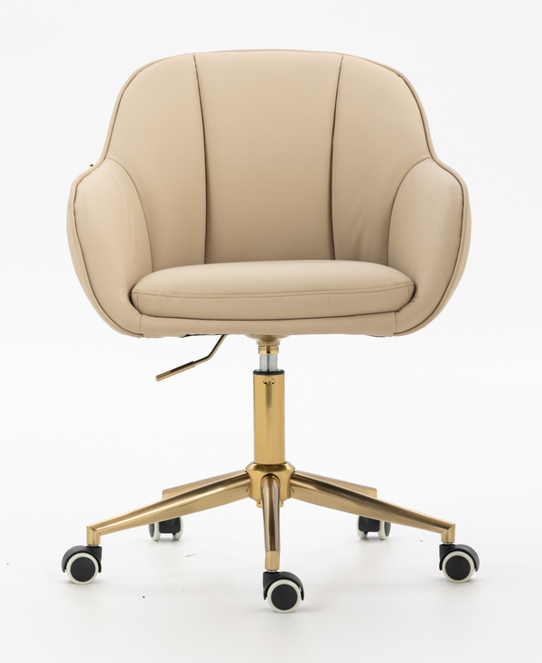 HR2055K Krémszínű Modern Műbőr Szék Aany lábbal