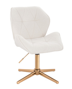 HR212CROSS Krémszínű modern boucle szék arany lábbal