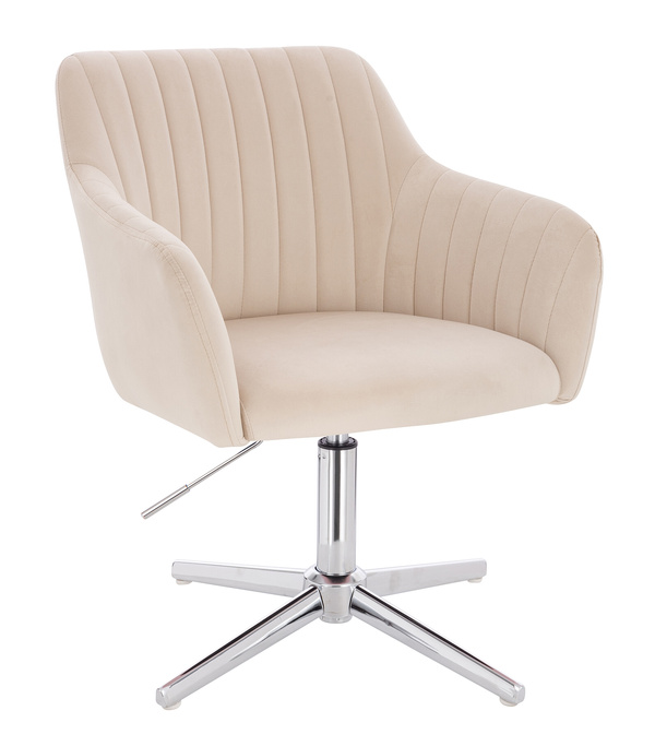 HR190CROSS Krémszínű Modern Velúr Szék Krómozott lábbal