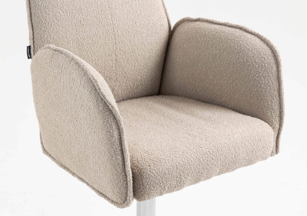 HR280W Latte modern boucle szék krómozott lábbal