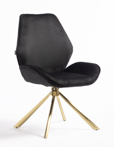 HR350 CSILLAGLÁB Fekete modern velúr szék arany lábbal