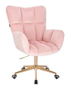 HR650K Púderrózsaszín modern velúr szék arany lábbal