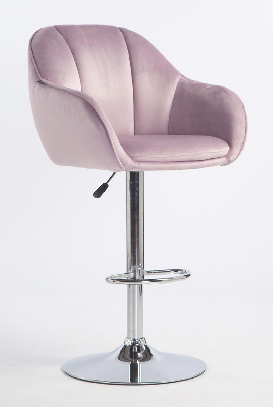 HR2055W Halványlila Modern Velúr Szék Krómozott lábbal