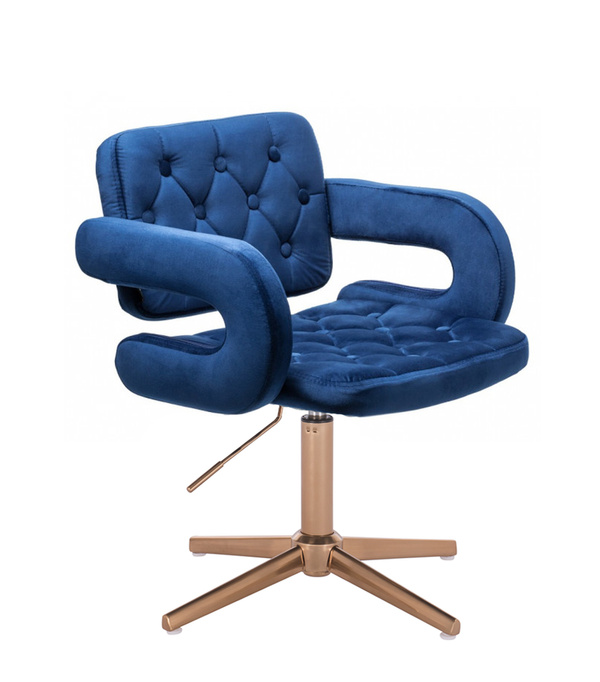 HR8403CROSS Tengerkék modern velúr szék arany lábbal