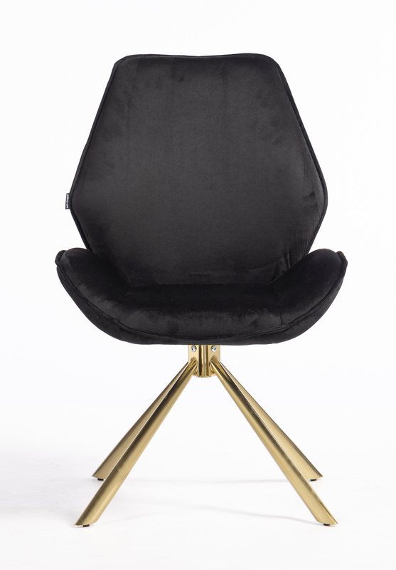 HR350 CSILLAGLÁB Fekete modern velúr szék arany lábbal