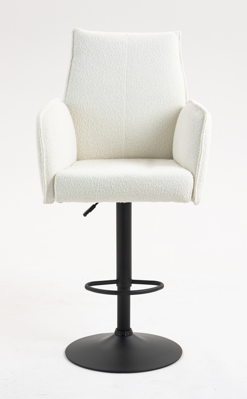 HR280W Krémszínű modern boucle szék fekete lábbal
