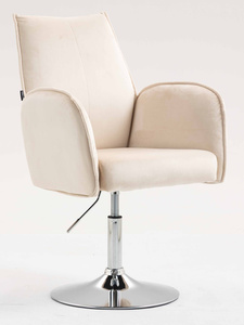 HR280N Krémszínű Modern Velúr Szék Krómozott lábbal