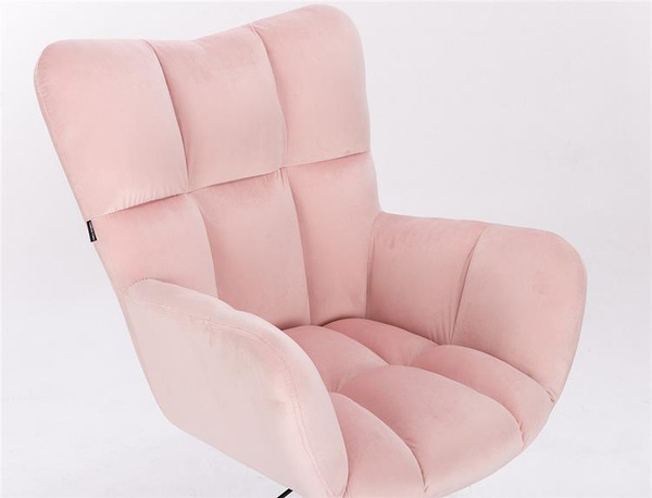 HR650N Púderrózsaszín modern velúr szék krómozott lábbal