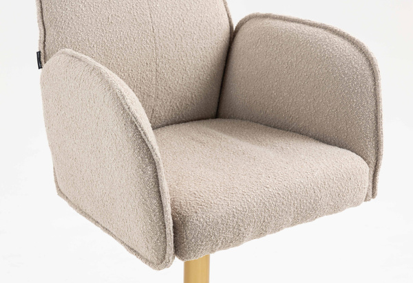 HR280W Latte modern boucle szék arany lábbal