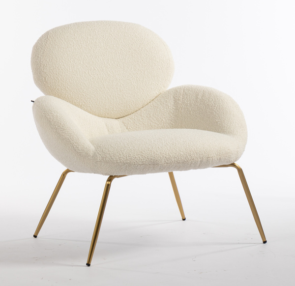 HR2045 Krémszínű modern boucle szék arany lábbal