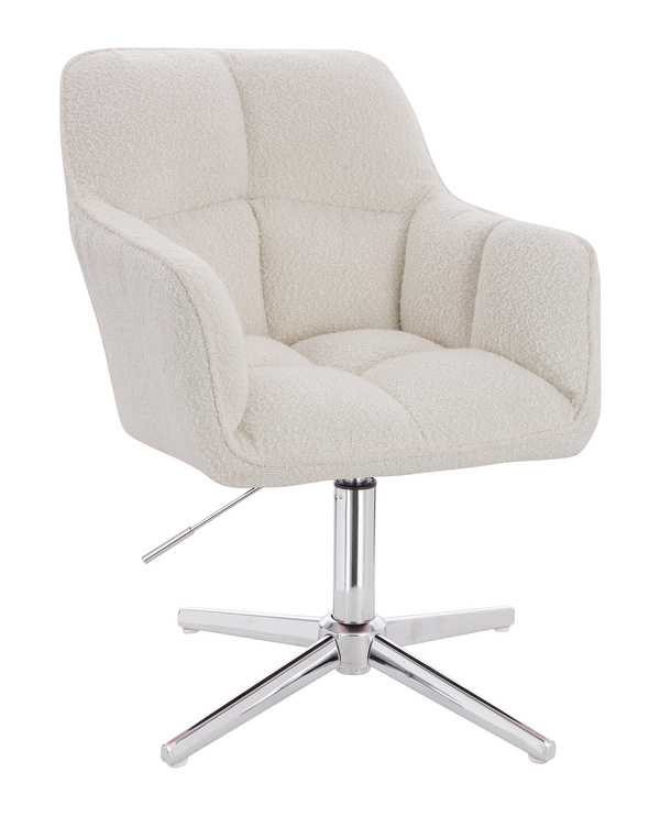 HR550CROSS Krémszínű modern boucle szék krómozott lábbal