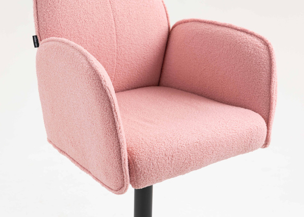 HR280W Púder Rózsaszín modern boucle szék fekete lábbal