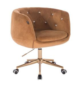 HR333CK Mézbarna modern velúr szék arany lábbal