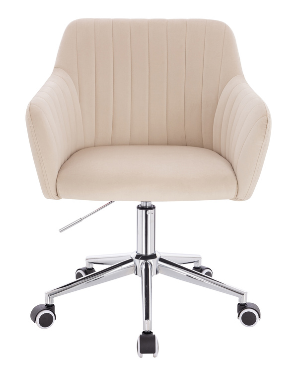 HR190K Krémszínű Modern Velúr Szék Krómozott lábbal
