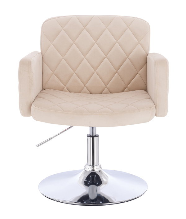 HR802N Krémszínű Modern Velúr Szék Krómozott lábbal