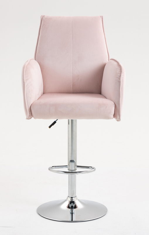 HR280W Puder Rózsaszín  Modern Velúr Szék Krómozott lábbal