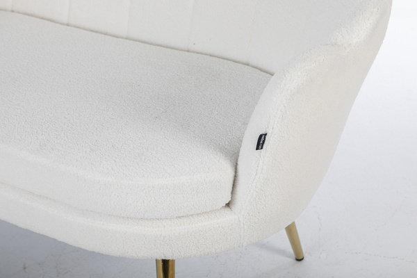 FREY Fehér modern boucle kanapé arany lábbal