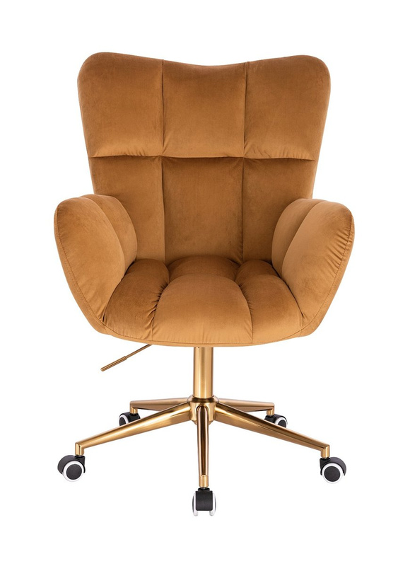 HR650K Mézbarna modern velúr szék arany lábbal