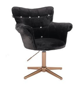 HR804CCROSS Fekete modern velúr szék arany lábbal