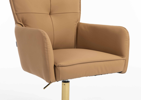 HR250CROSS Karamell Színű Prémium Soft Műbőr Szék Arany Lábbal