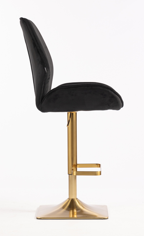 HR350KW Fekete modern velúr szék arany lábbal