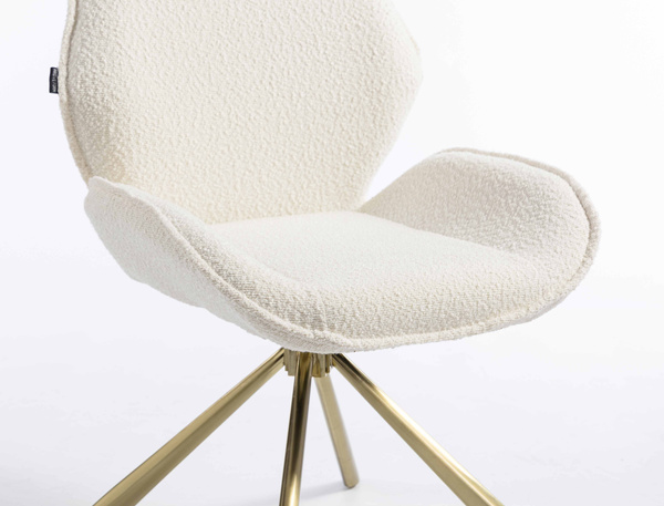 HR350 CSILLAGLÁB Krémszínű modern boucle szék arany lábbal
