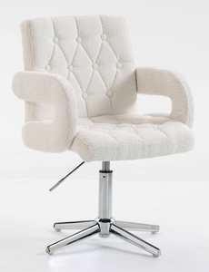 HR8404CROSS Krémszínű Boucle szék krómozott lábbal