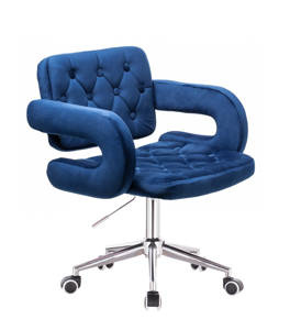 HR8403K Tengerkék modern velúr szék krómozott lábbal