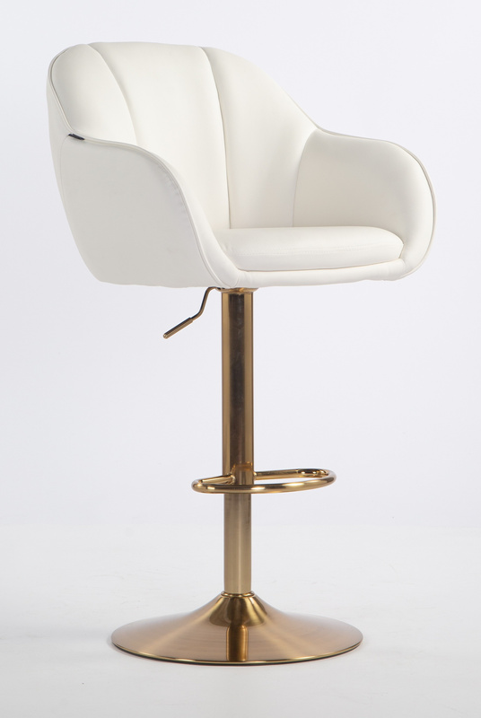 HR2055W Fehér Modern Műbőr Szék Aany lábbal