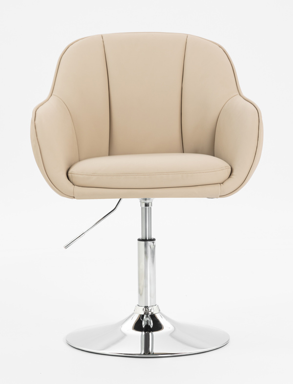 HR2055N Krémszínű Modern Műbőr Szék Krómozott lábbal