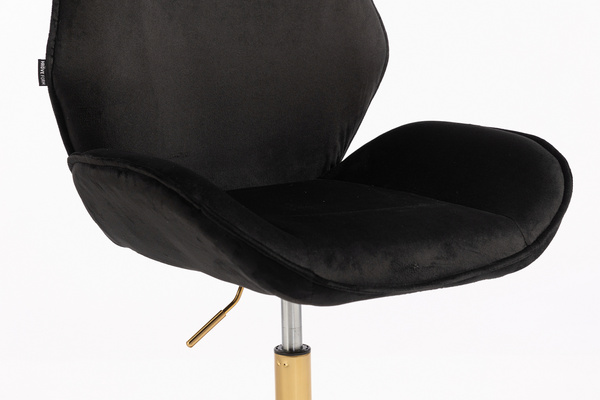 HR350N Fekete modern velúr szék arany lábbal