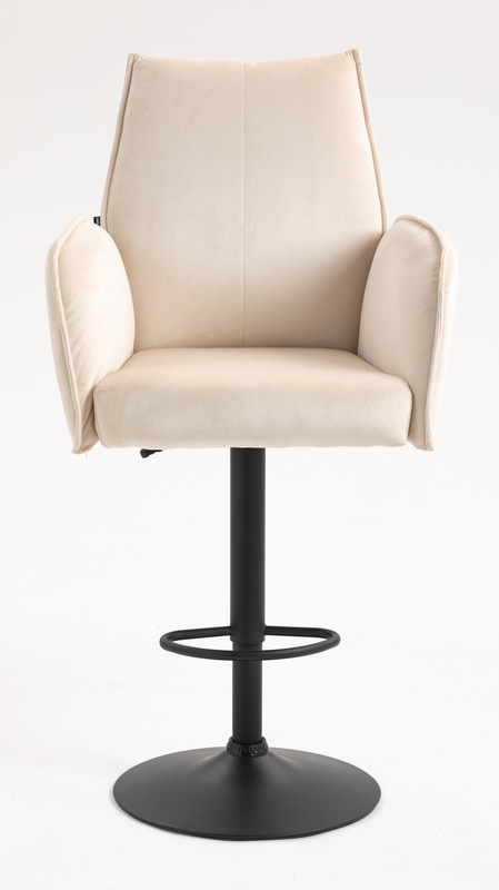 HR280W Krémszínű Modern Velúr Szék Fekete lábbal
