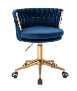 HR450K Tengerkék Modern Velúr Szék Arany lábbal