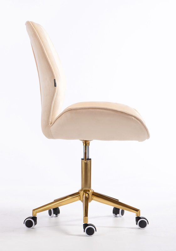HR350K Krémszínű modern velúr szék arany lábbal