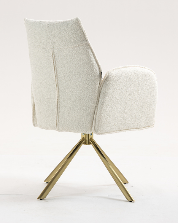 HR280 CSILLAGLÁB Krémszínű modern boucle szék arany lábbal