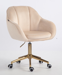 HR2055K Krémszínű Modern Velúr Szék Arany lábbal