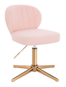 HR193CROSS Púder Rózsaszín modern boucle szék arany lábbal