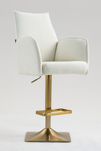 HR280KW Krémszínű modern boucle szék arany lábbal