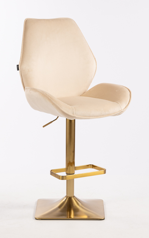 HR350KW Krémszínű modern velúr szék arany lábbal