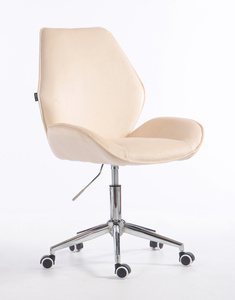 HR350K Krémszínű modern velúr szék krómozott lábbal