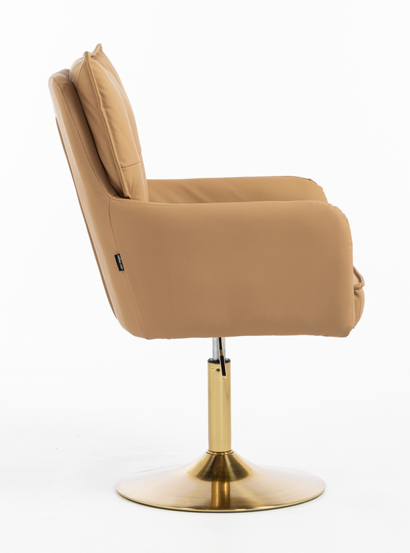 HR250N Karamell Színű Prémium Soft Műbőr Szék Arany Lábbal