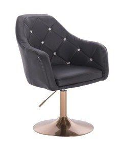 HC830N Fekete modern műbőr szék arany lábbal