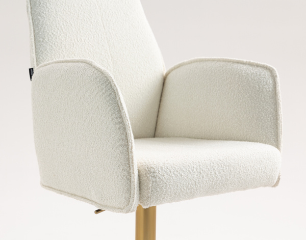 HR280W Krémszínű modern boucle szék arany lábbal