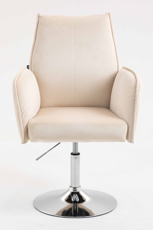 HR280N Krémszínű Modern Velúr Szék Krómozott lábbal
