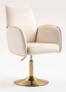 HR280N Krémszínű Modern Velúr Szék Arany lábbal