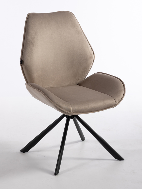 HR350 CSILLAGLÁB Latte modern velúr szék fekete lábbal