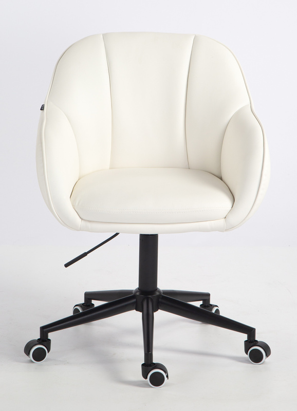 HR2055K Fehér Modern Műbőr Szék Fekete lábbal