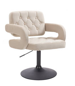 HR8403N Krémszínű modern velúr szék  fekete lábbal