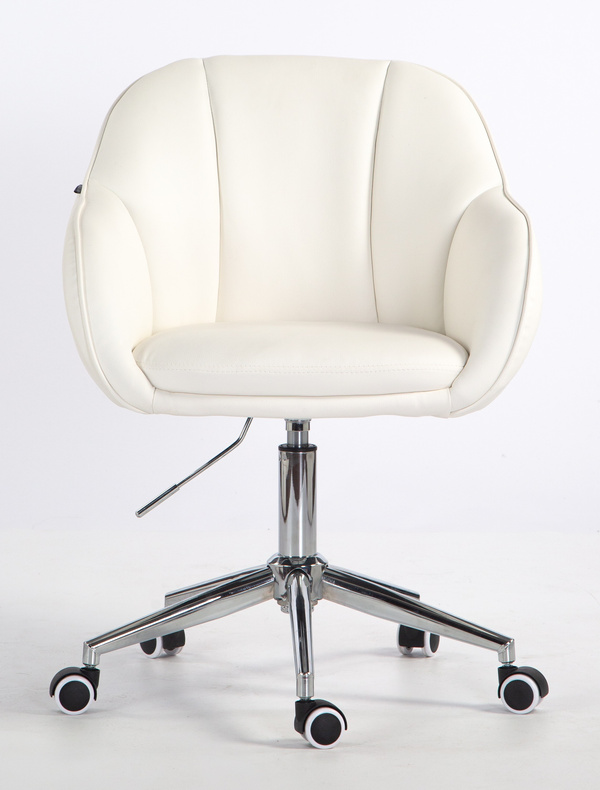 HR2055K Fehér Modern Műbőr Szék Krómozott lábbal